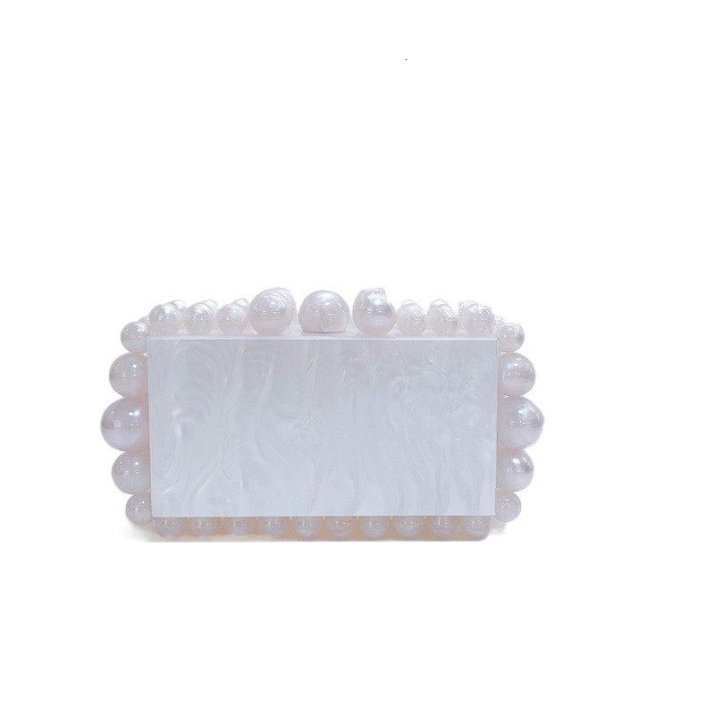 Acrylic bag Mini square bag Beaded dinner bag Womens bag INS Chain acrylic bag One shoulder crossbody bag 250327