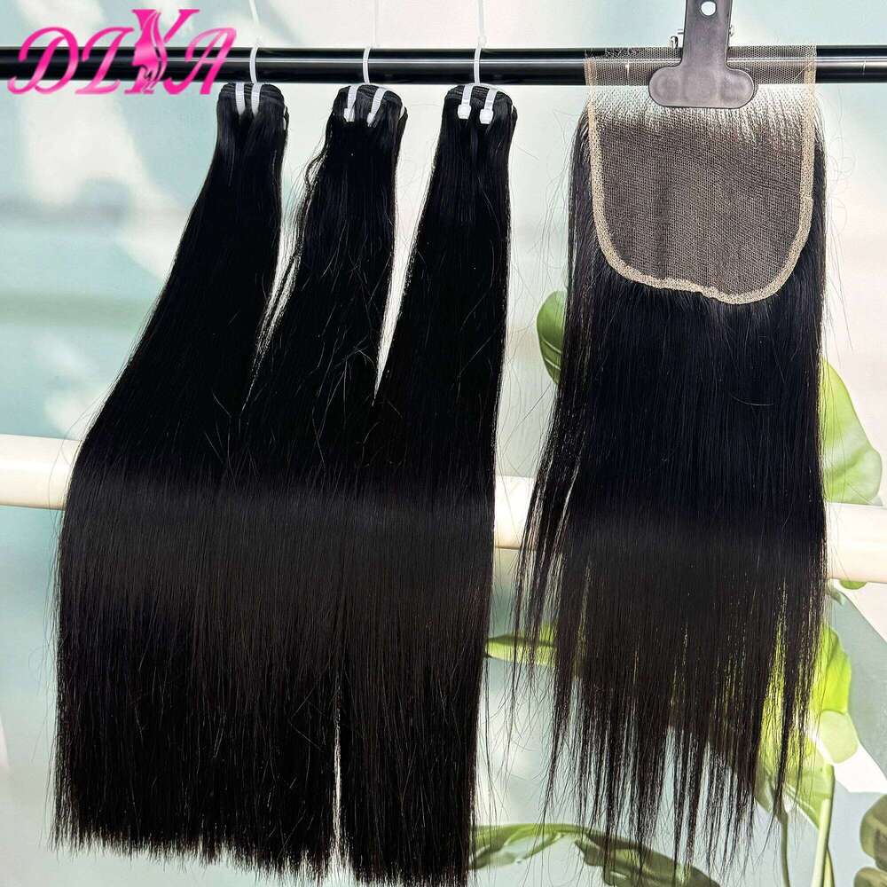 5x5 HD Closure Double Drawn Bone Straight Raw Vieamese Virgin Hair Bundles with 13x4 Lace Front