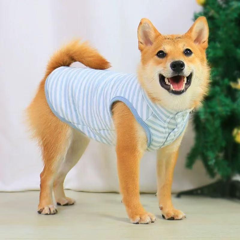 T00396 Pet dog autumn and winter clothes to protect the belly cute pure cotton anti-static winter warm vest Shiba Inu Teddy winter clothes