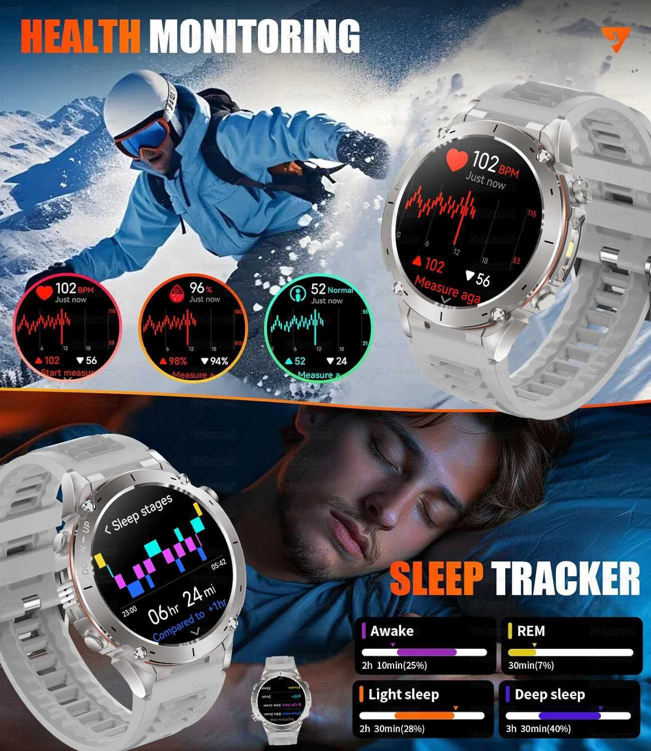 New Military 143AMOLED Sn GPS Smart Watch Call Outdoor Cpass LED Flashlight Sport Health Monitoring Smartwatch C251203