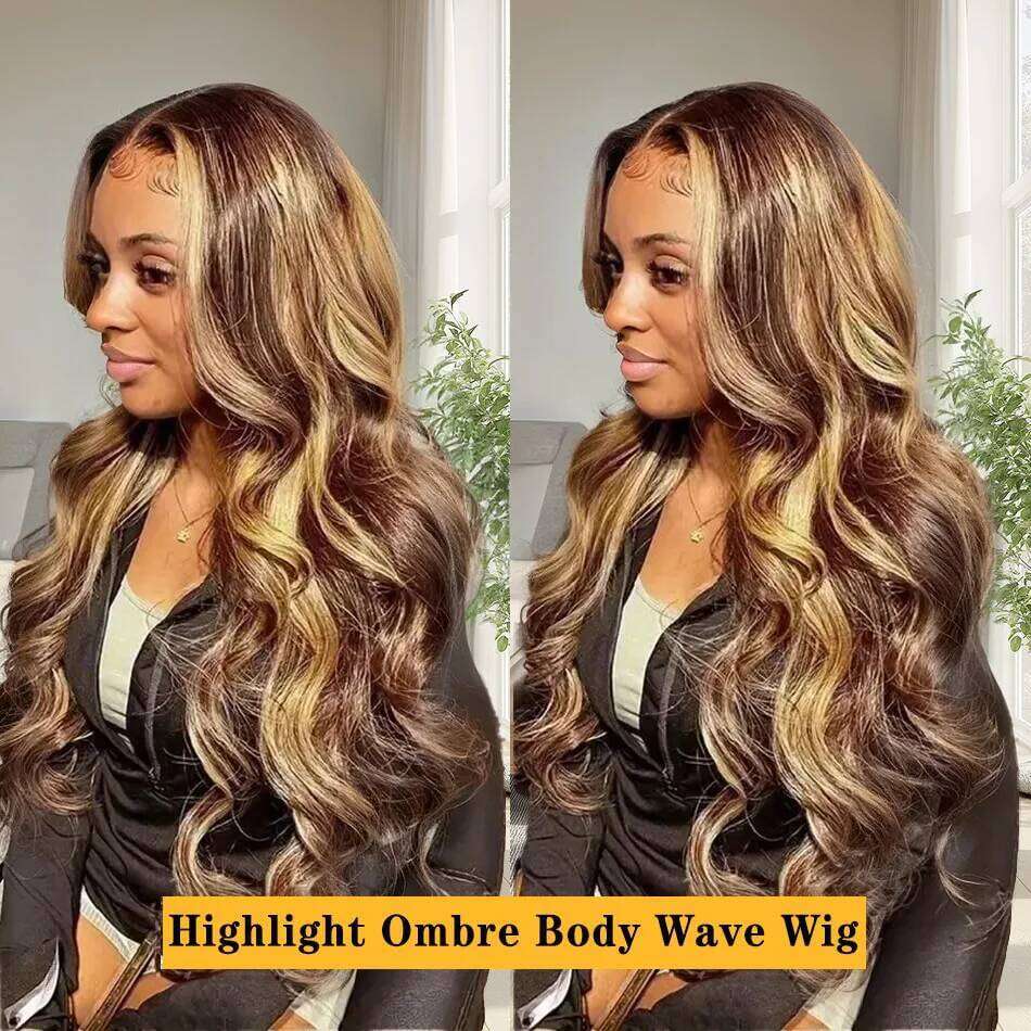 250 Density Transparent HD Human Hair Wig 40 Inch Highlight Ombre 13x4 Body Wave Front 4/27 Colored 13x6 Lace Frontal Wigs