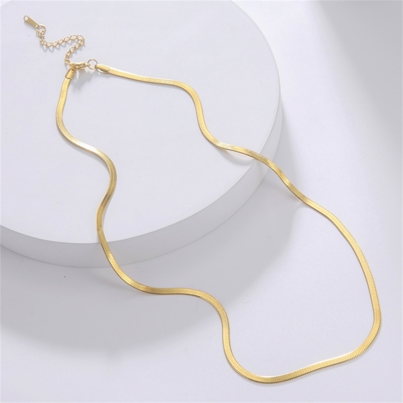 Stainless Steel Snake Chain Necklace for Women Men Gold Color Herringbone Choker Neck Chains 2025 Trend Jewelry Gift y250519