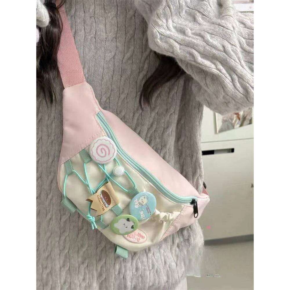 MBTI Casual Crossbody For Women Japanese Style Cute Fashion Fanny Pack Contrast Color Kawaii Female Designer Bags