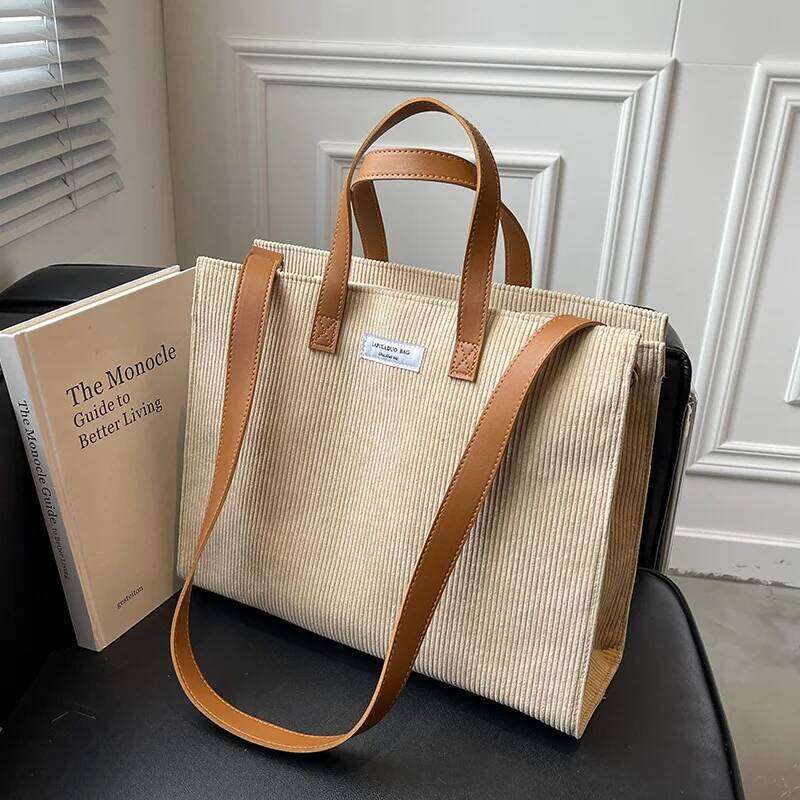 Corduroy Large Capacity 2025 New Versatile Single Shoulder Crossbody Fashion Women's Handheld Tote Bag