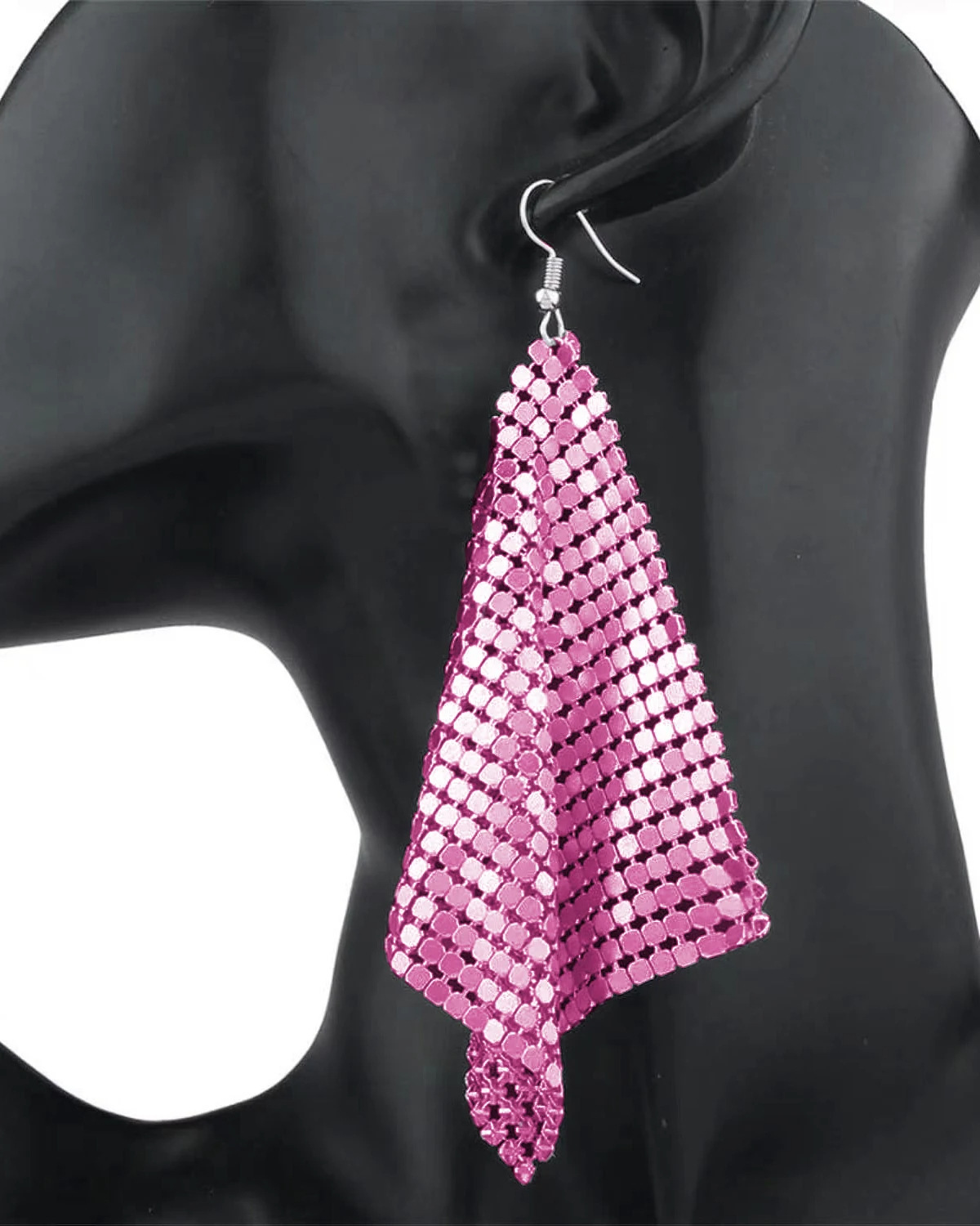 New Arrival Western Inspired Fashionable Metal Sequin Tassel Square Geometric Long Earrings
