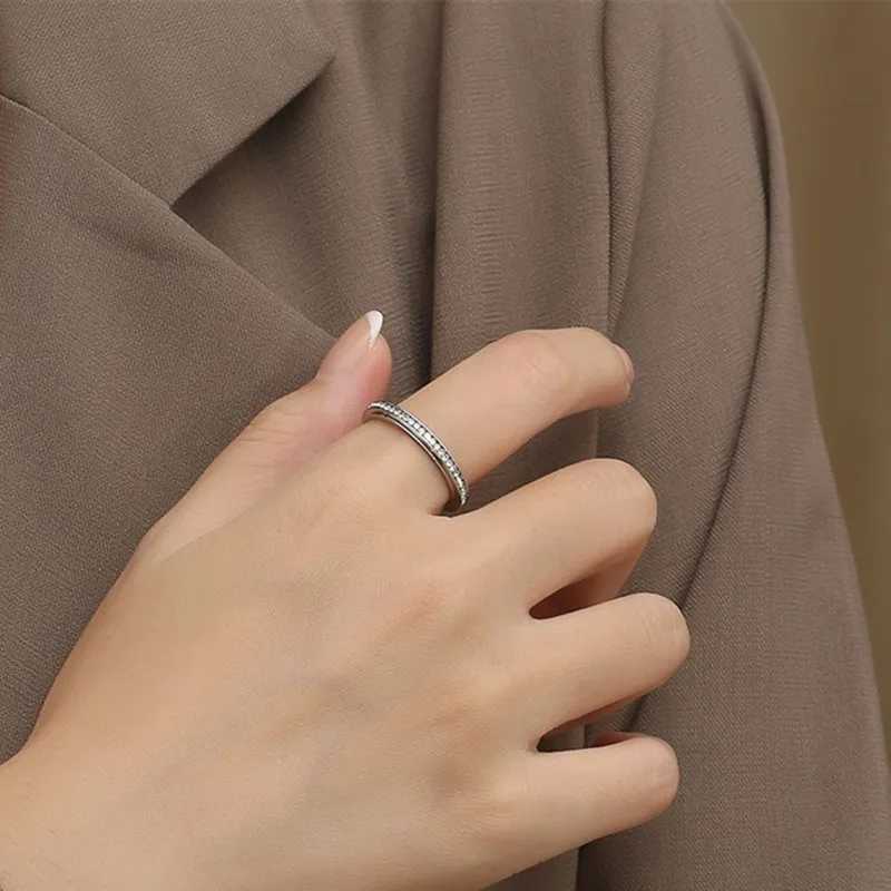 3mm Thin Stainless Steel Stackable CZ Eternity Spinner Ring Wedding Band for Women Men Size 5-12 W250606