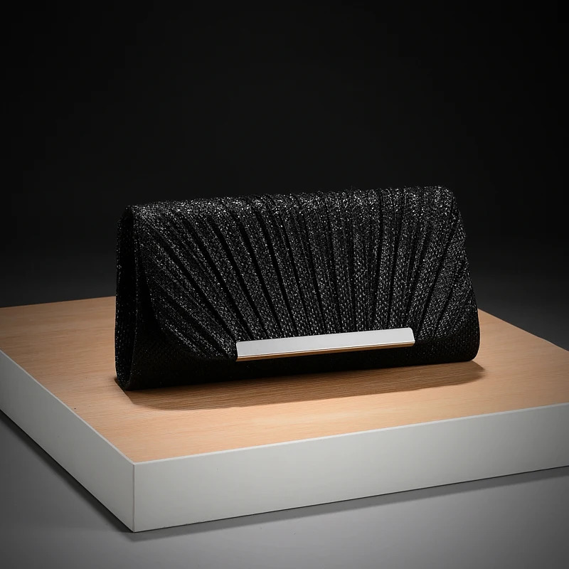 Womens Crossbody Evening Bag Pleated Round Bottom Clutch with Sequin Pattern Leather and Crystal for Weddings Dinners 250528