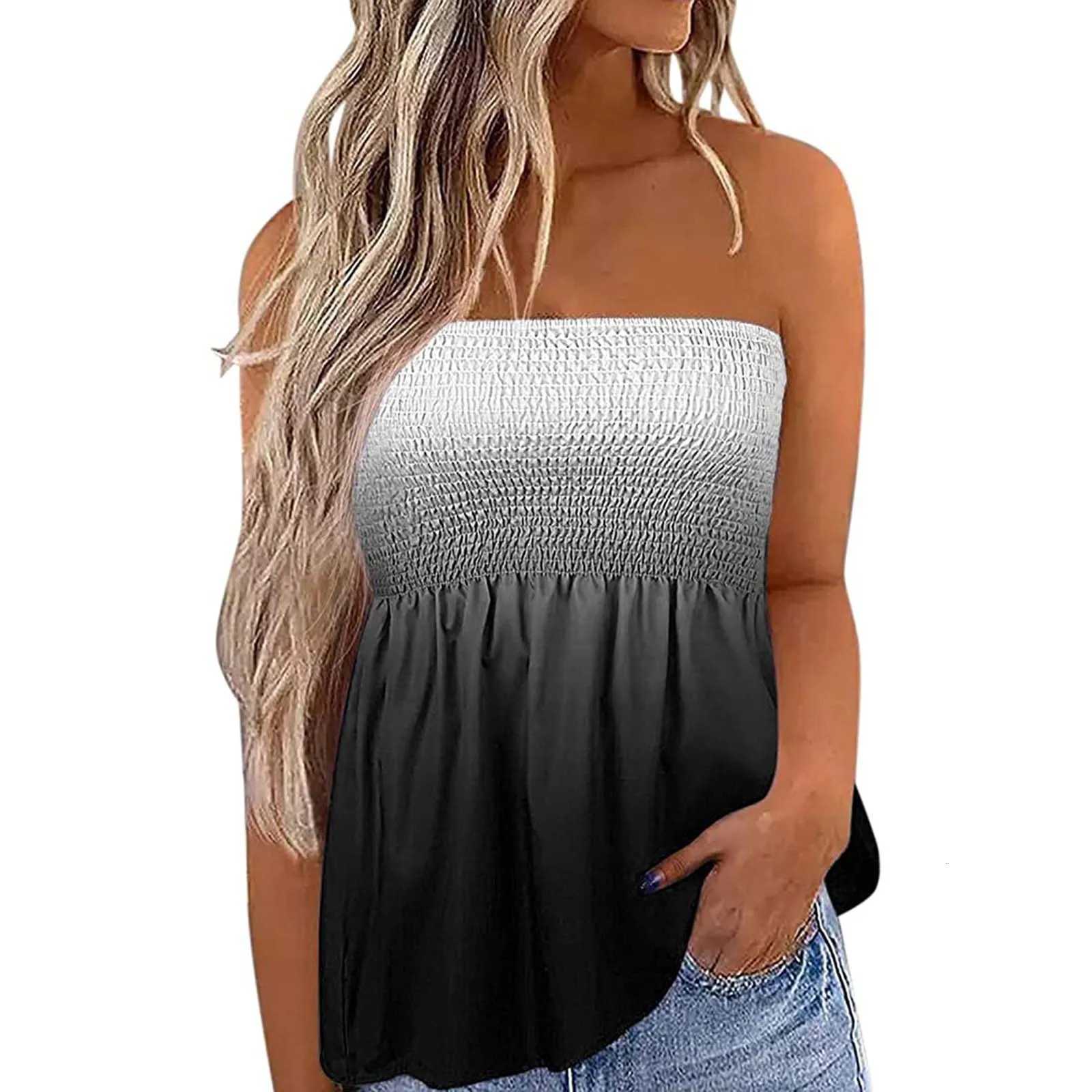Women Sexy Tube Top Summer Women Casual Tank Crop Tops Solid Color Elastic Backless Breathable Strapless Tops 250605