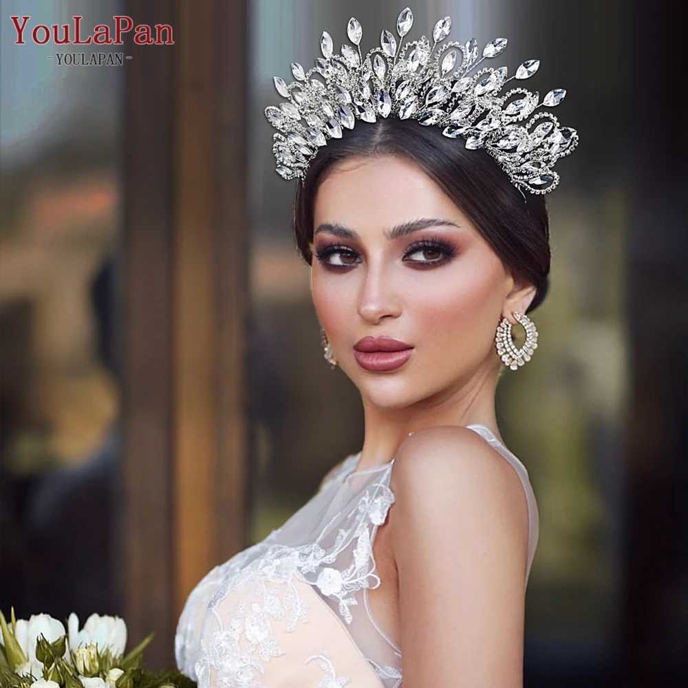 YouLaPan Big Rhinestone Tiara Crown Bridal Wedding Headband Handmade Crystal Head Pieces Woman Banquet Hair Accessories HP616 Z250605