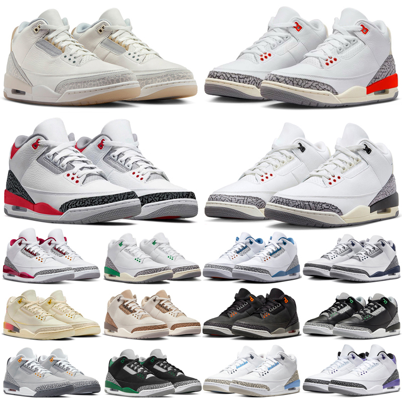 Top Quality basketball shoes 3s III Midnight Navy Green Glow White Cement Fire Red Pine Green Cardinal Racer Blue Dark Iris UNC Mens Women Trainer Sneaker 3 3.0