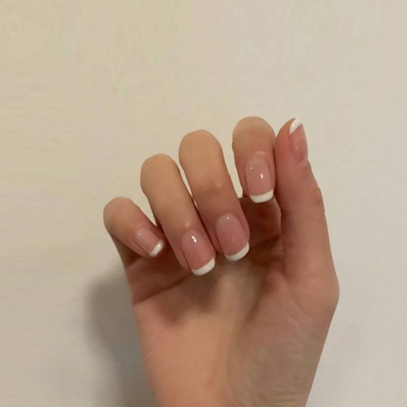Natural Nude White French Nail Tips Full cover UV Gel Press on False Nails Ultra Easy Wear For Home Travel