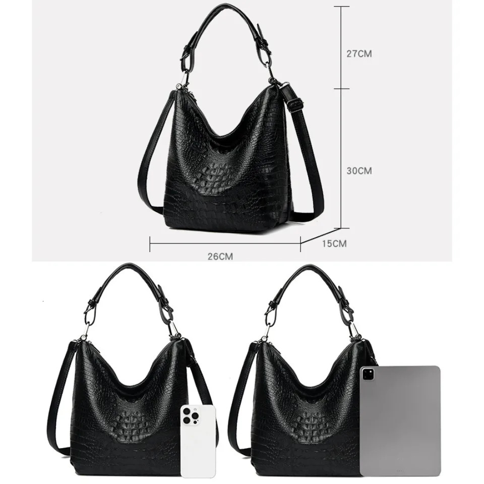 Two Layers Alligator PU Leather Hobo Underarm Bags Lady Fashion Shoulder Crossbody Hand for Women Handbags Top Quality Sac 250605