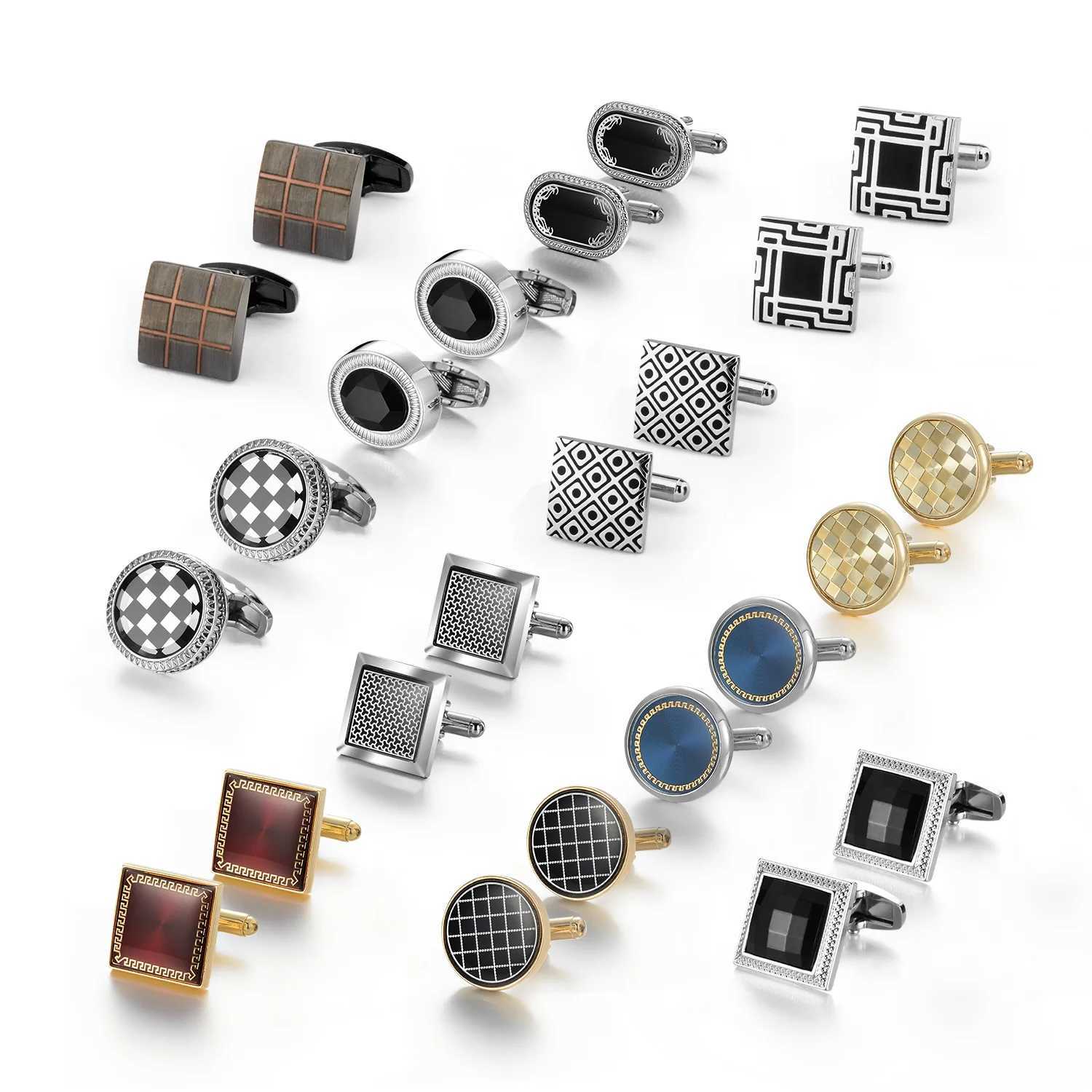 6/12 Pair Wed Cufflinks For Mens Wedding Guest Gift Man Shirt Cufflink Set Vintage Luxury Fathers Day Men Cuffs Lawyer Tie Clip W250606