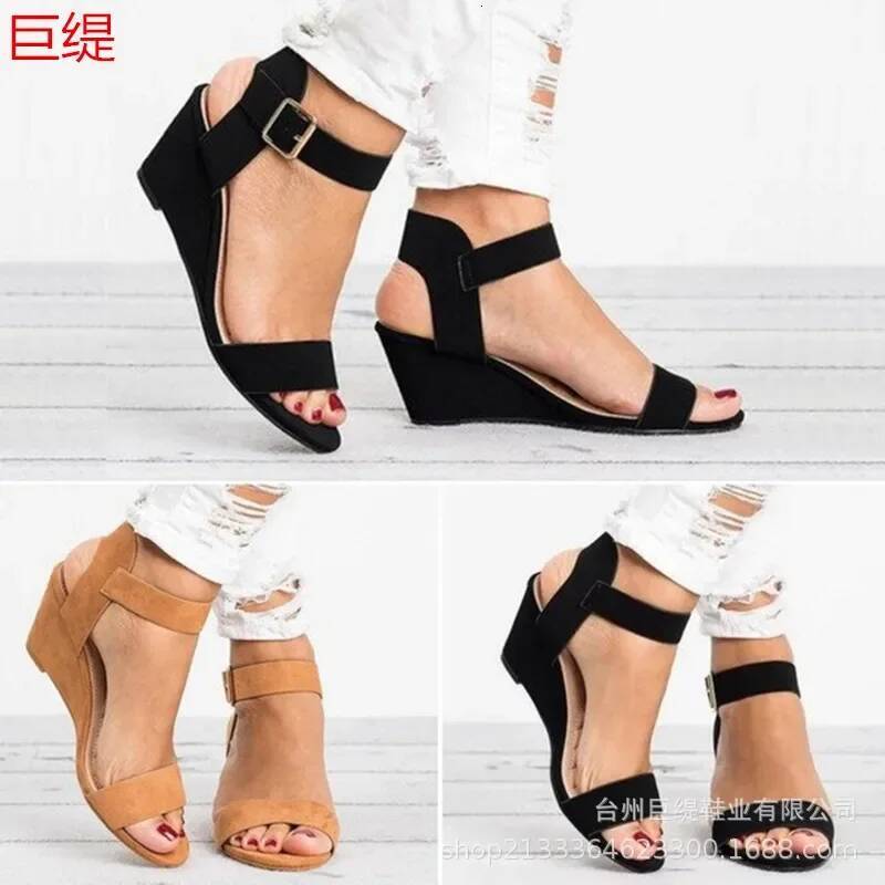 Ddmyoutdoor Summer Fashion Women Sandal Wedges Casual Woman Peep Toe Black Platform Sandals Causal Shoes Sdc Outdoor Shoes