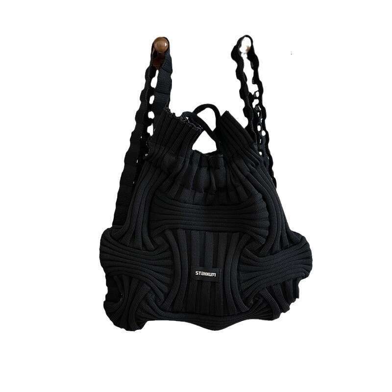 Korean Dongdaemun Unique Niche Design Casual Backpack For Women Knitted Woven Handbag Two-In-One Trendy B5