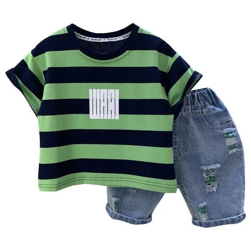 Boys Summer Set New Fashionable Short Sleeve Clothes 1-9year Childrens Internet Celebrity Cool Handsome Two Piece Set R250606