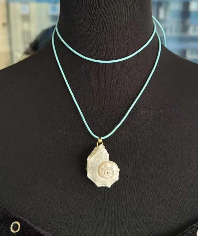 Natural Shell Conch Pendant Necklace Womens Summer Beach Jewelry Gift Y250605