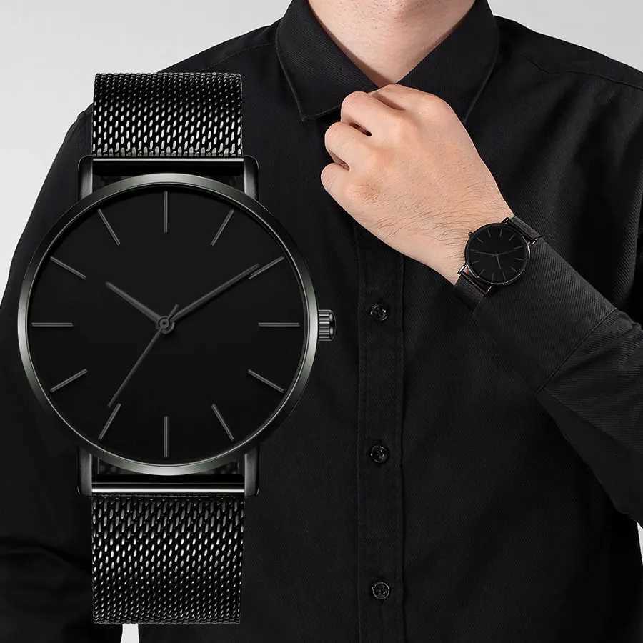 Korean version of minimalist ultra-thin couple watch with mesh scale fashionable mens and womens quartz watch gift party watch Y250605