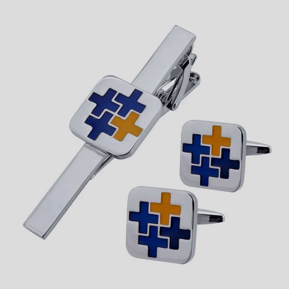 Fashion Musical Instrument Rose Shape Circular Metal Cufflinks Tie Clip Set Business Conference Suit Collar French Shirt Buttons W250606