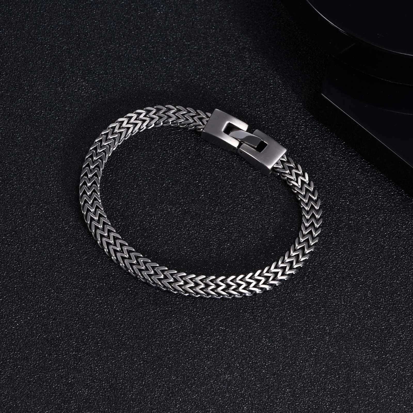 Stylish Stainless Steel Bali Foxtail Chain Bracelet for Men Double Franco Link Chain Bracelets Armband Male Jewelry W250606