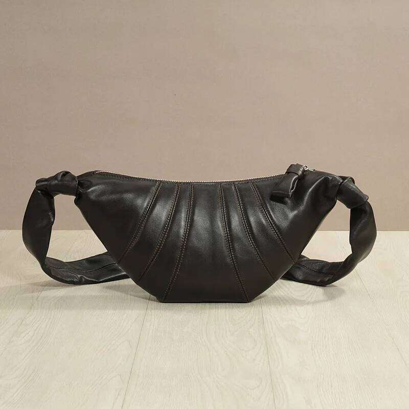 Sheepskin Croissant Brand Top Layer Genuine Leather Shoulder Crossbody Bag Couples