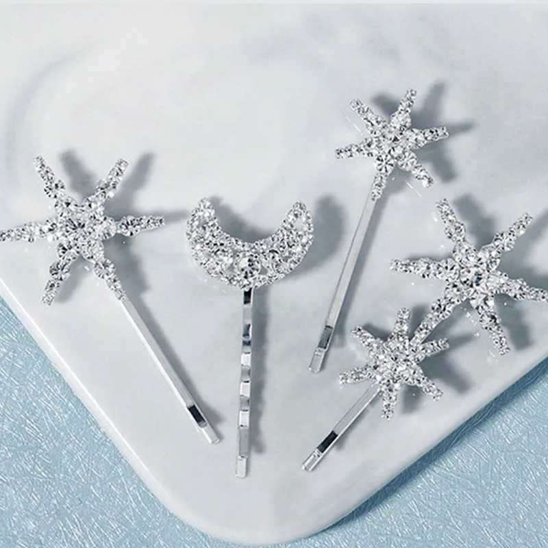 Star Moon Hairpins Clips Wedding Hair Accessories For Women Party Shining Rhinestone Hairgrips Girls Bridal Hair Clips Jewelry Z250605
