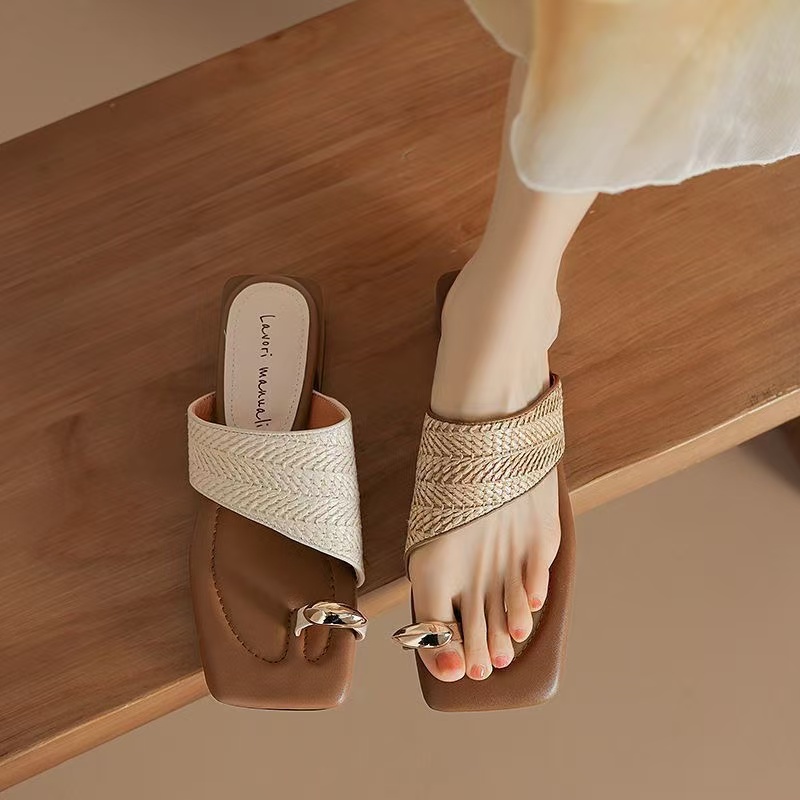 Fashion Lucyever Clip Toe Crystal Sandals Women 2024 Bohemian Style On Platform Sandles Woman Beach Non Slip Flat Sandalias