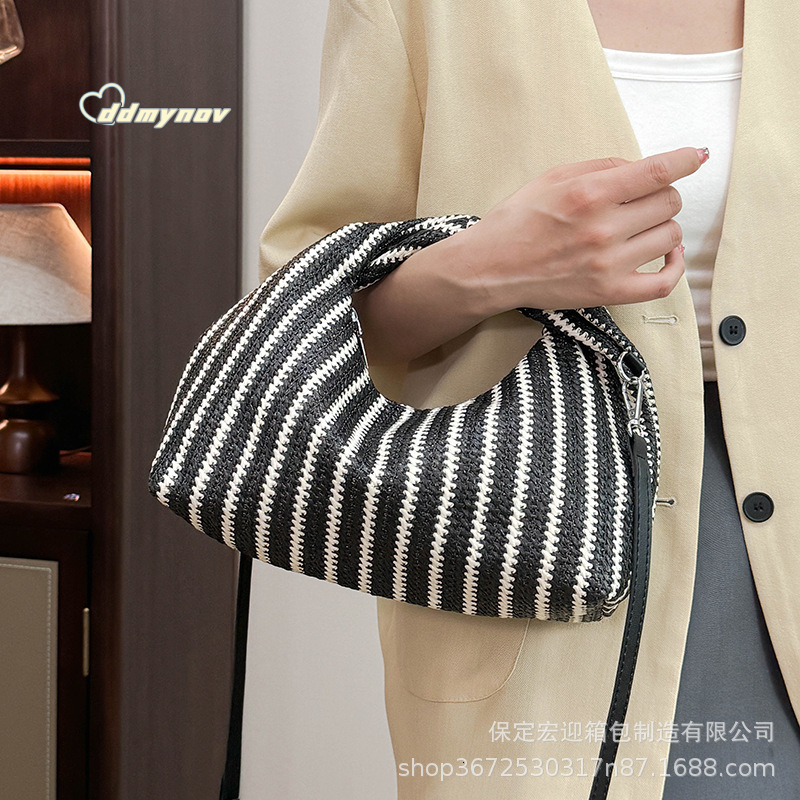 Women's Fashion 2025 New Straw Woven Shoulder Handbag Underarm Bag for Women ddmynov