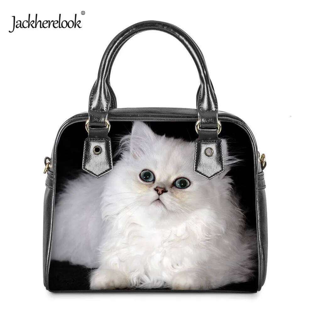 Jackherelook Cute Cat Print Women's Handbag Female Crossbody PU Leather Small Handle Bag For Women Bolsa Feminina