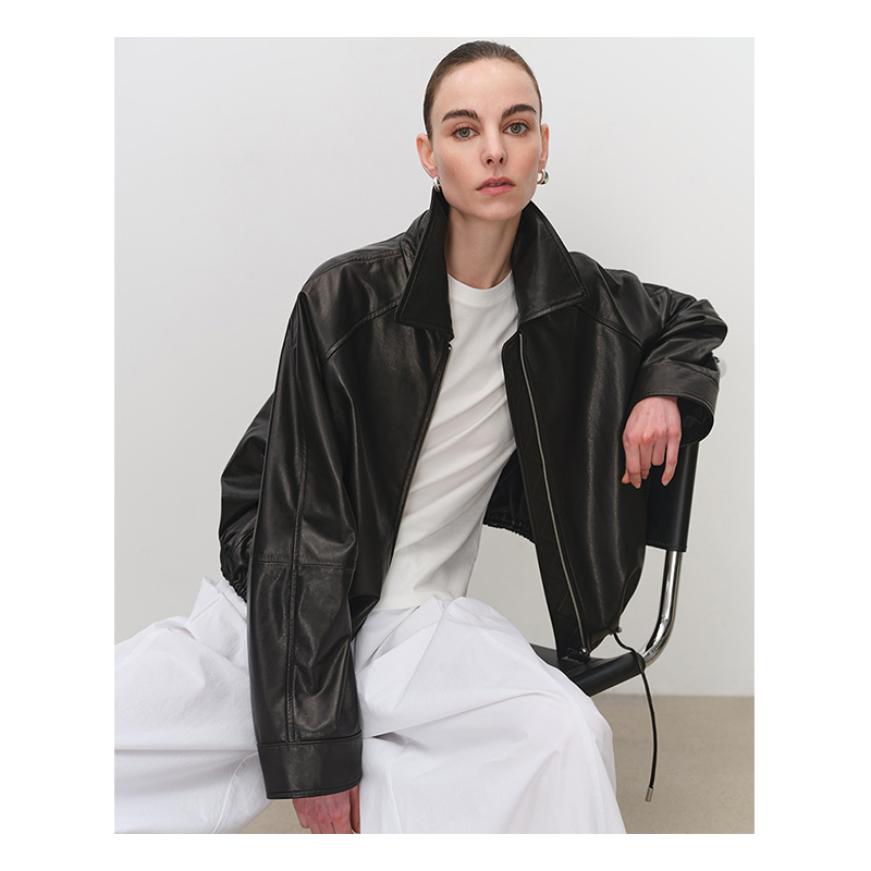 Black leather jacket for men, spring and autumn American fashion brand retro jacket, high-end top