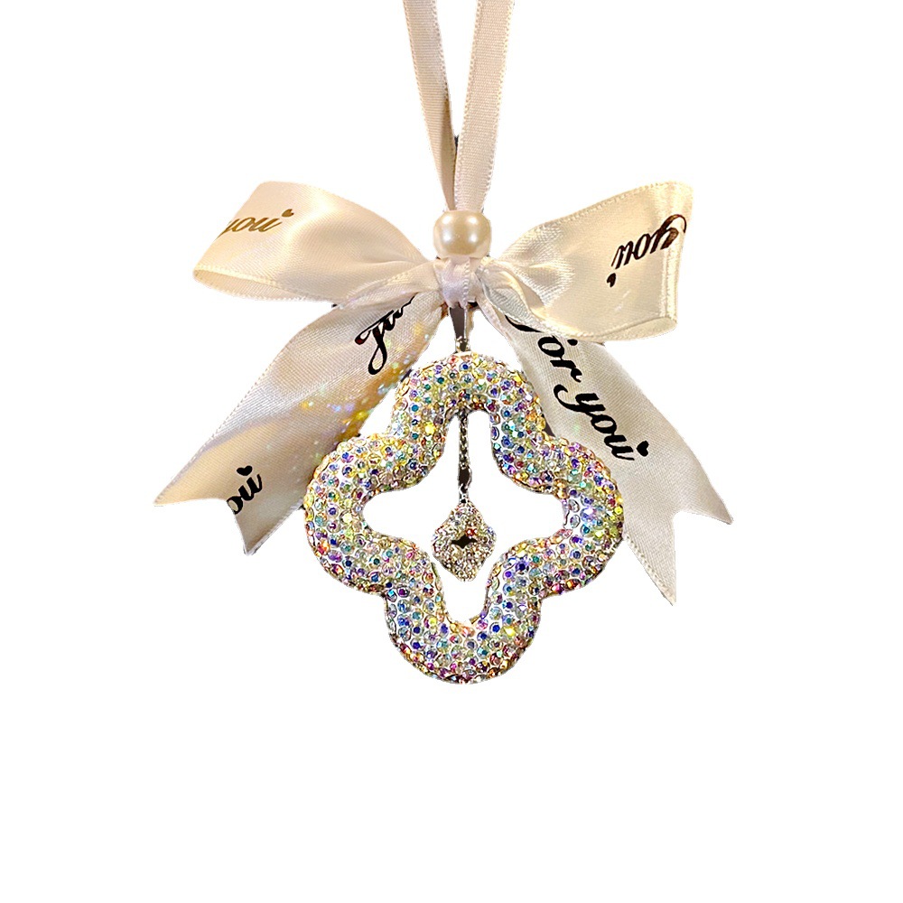 Car Charms Diamonds car interior accessories bow ribbon car carrier pendant ladies rear-view mirror pendant car creative decoration supplies