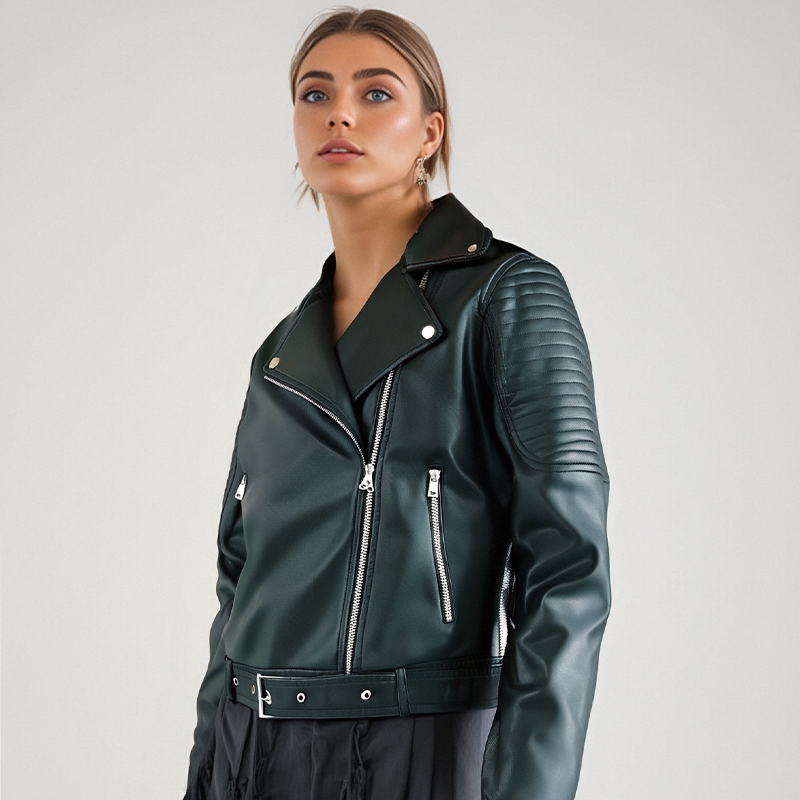 Ladies MASINA Zipper Motorcycle Handsome Classic Leather Jacket Top Spring/Summer New Product