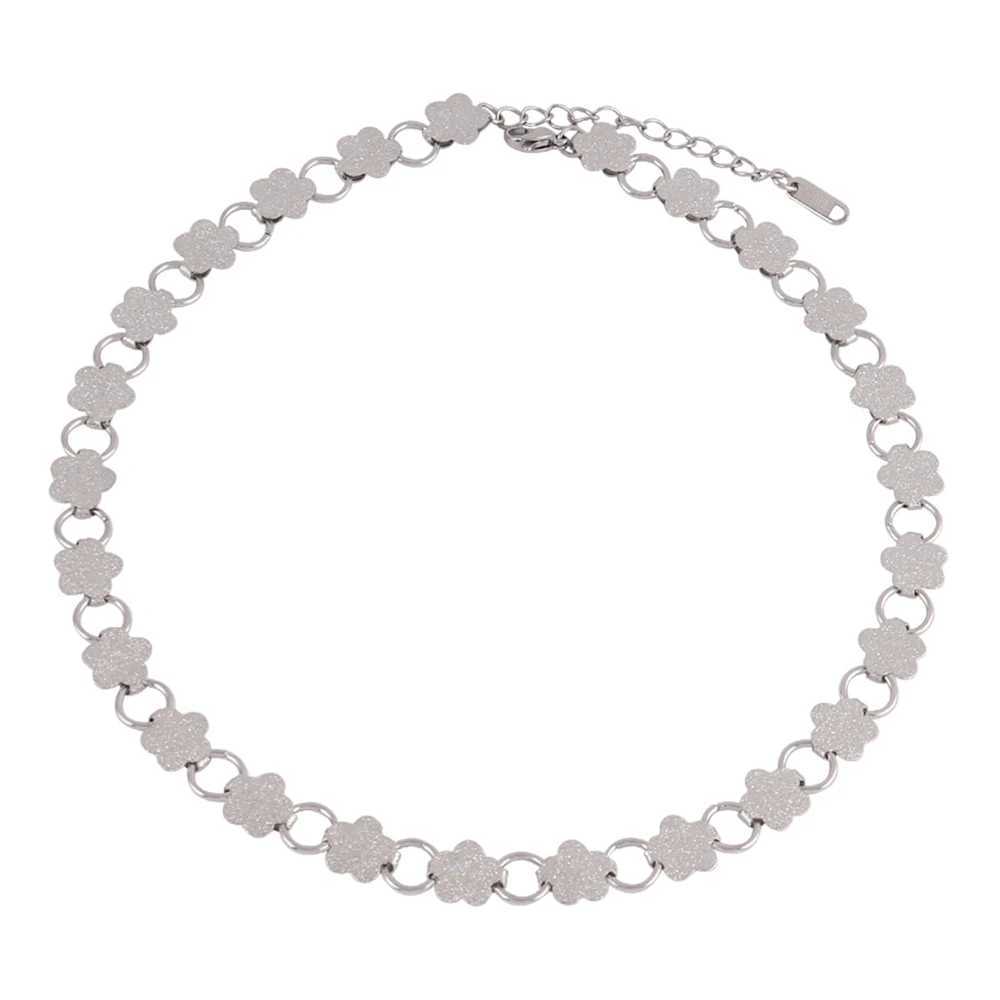 316L Stainless Steel Flower Necklace For Women Fashion Simple Flower Chain Necklaces Jewelry Gift Y250605