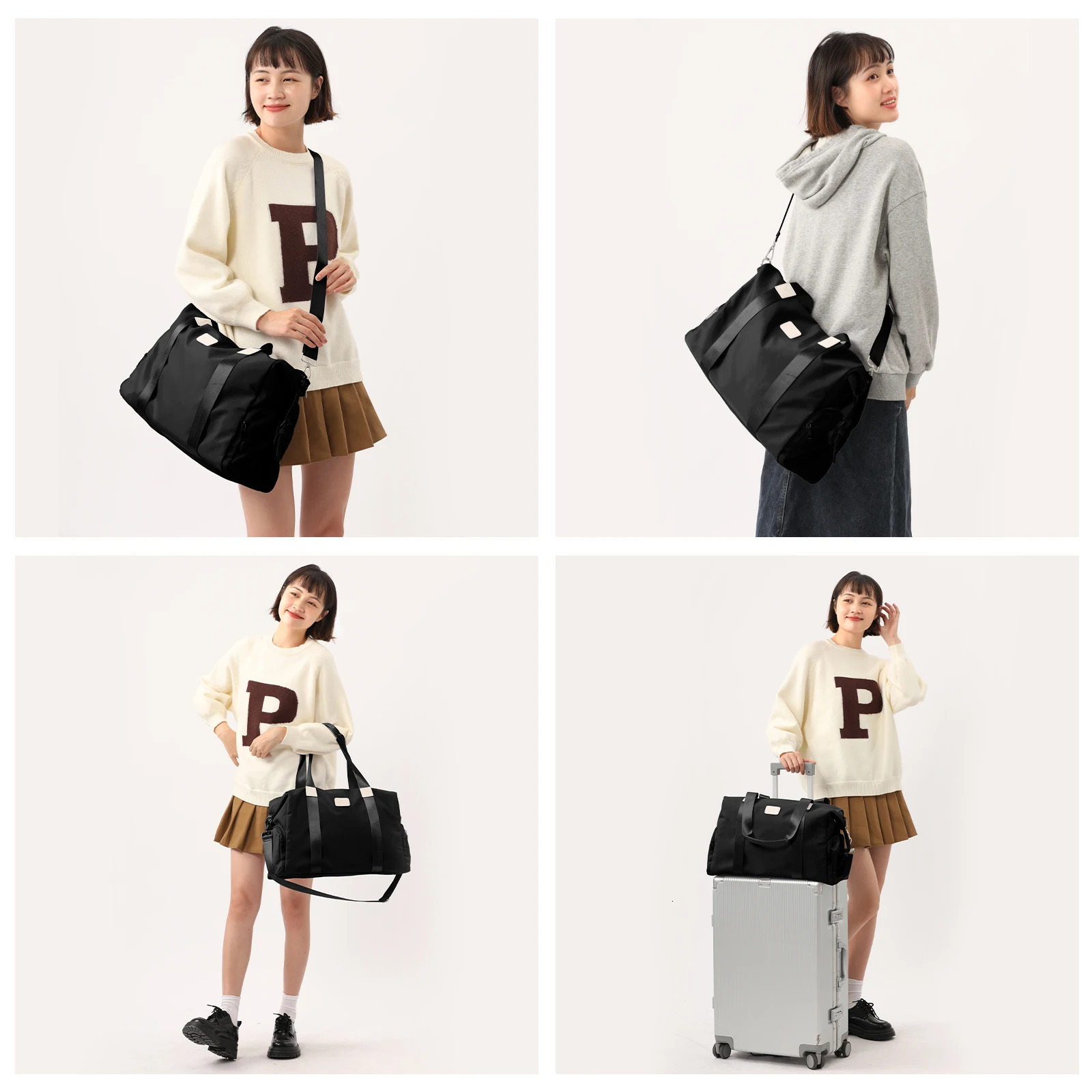 Exercise bag dry-wet separation large-capacity short-distance travel bag womens sports bag mens luggage bagblack 250605