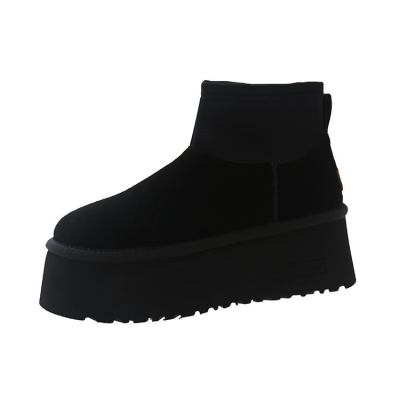 2025 free shipping autumn and winter new female designer thick soled snow boots, height increasing and plush warm short boots, fashionable cotton shoe