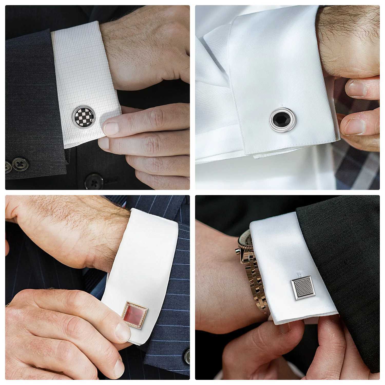 6/12 Pair Wed Cufflinks For Mens Wedding Guest Gift Man Shirt Cufflink Set Vintage Luxury Fathers Day Men Cuffs Lawyer Tie Clip W250606