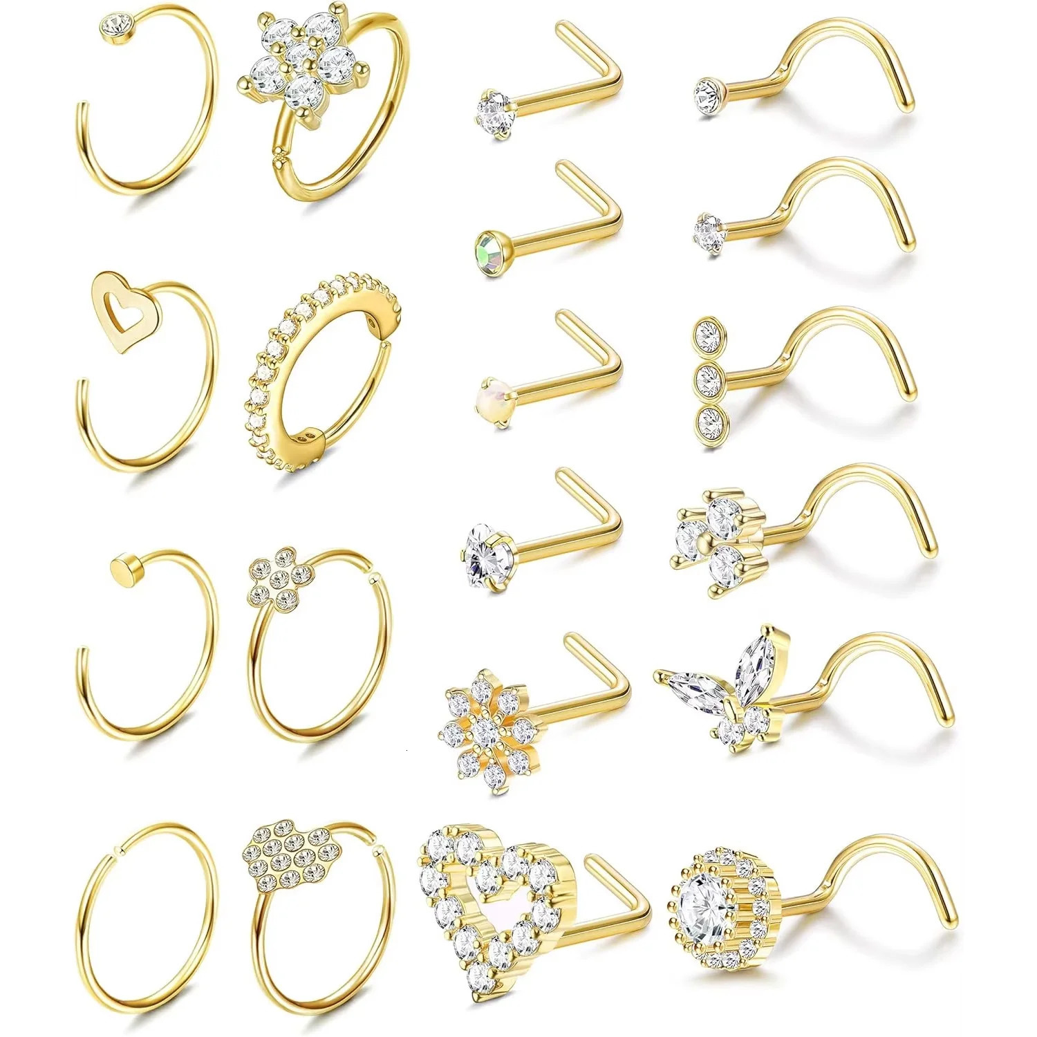 Bobisty Nose Ring Stainless Steel Nose Piercing Stud Septum Rings Lip Rings for Women Men 250605