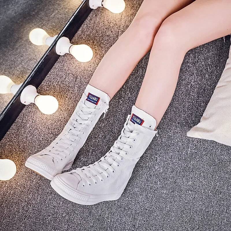 Ddmyoutdoor Zipper Shoe With Front Lace Side Of Short Tube Women Canvas Spring Autumn Female High Top Classic Casual Shoes Footwear Outdoor