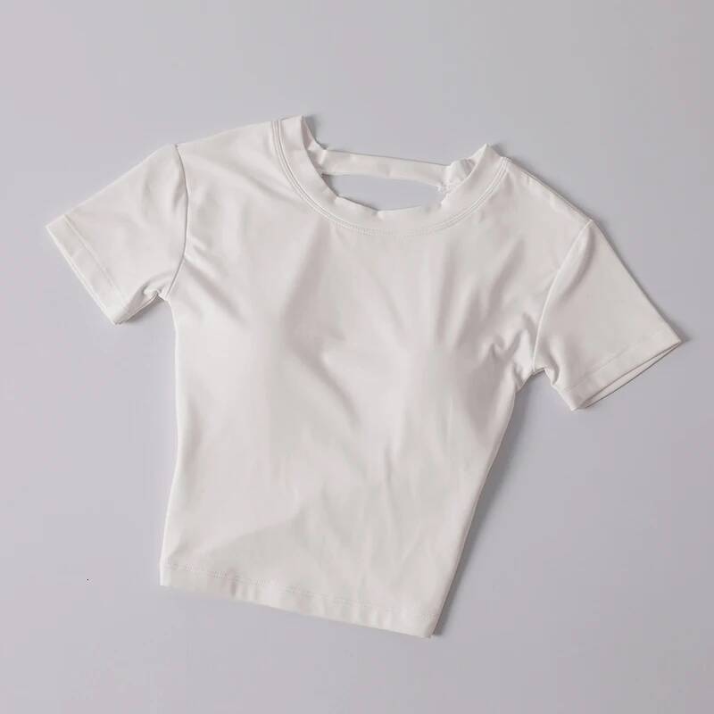 Ddmyoutdoor New Short Sleeve With Chest Pad Sexy Back Fiess Yoga Top Women Wear Waist Slimming Sports T Shirt Jogging Suit