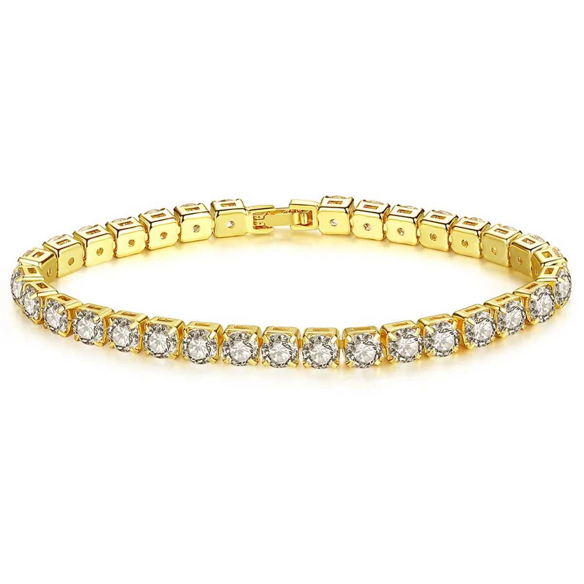 Tennis Bracelet White Gold filled 3-5mm Round Simulated Diamond Bracelets For Women Men Engagement Wedding Gemstone Jewelry W250606