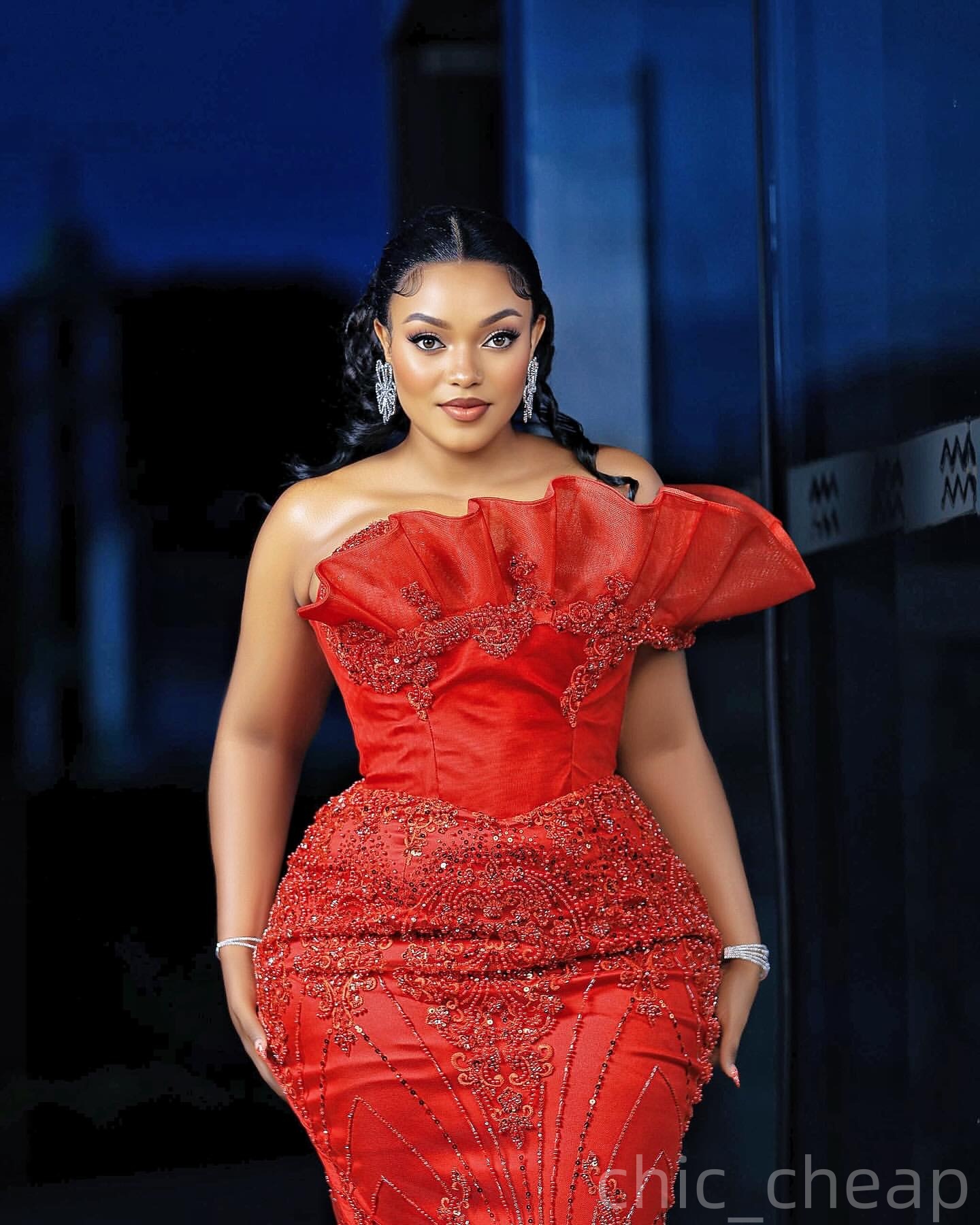 Mermaid Red Prom Dresses 2025 Sequined Lace Sweetheart Vintage Evening Formal Party Second Birthday Engagement Gowns Plus Size Dress For Special Occas