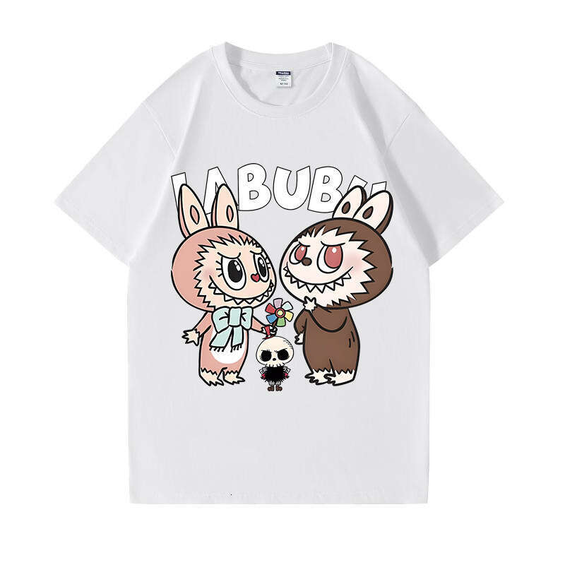 2025 New Labubu Shoulder Pure Cotton Short Sleeve Unisex Cartoon Anime Trendy T-Shirt Top labubus labubu doll