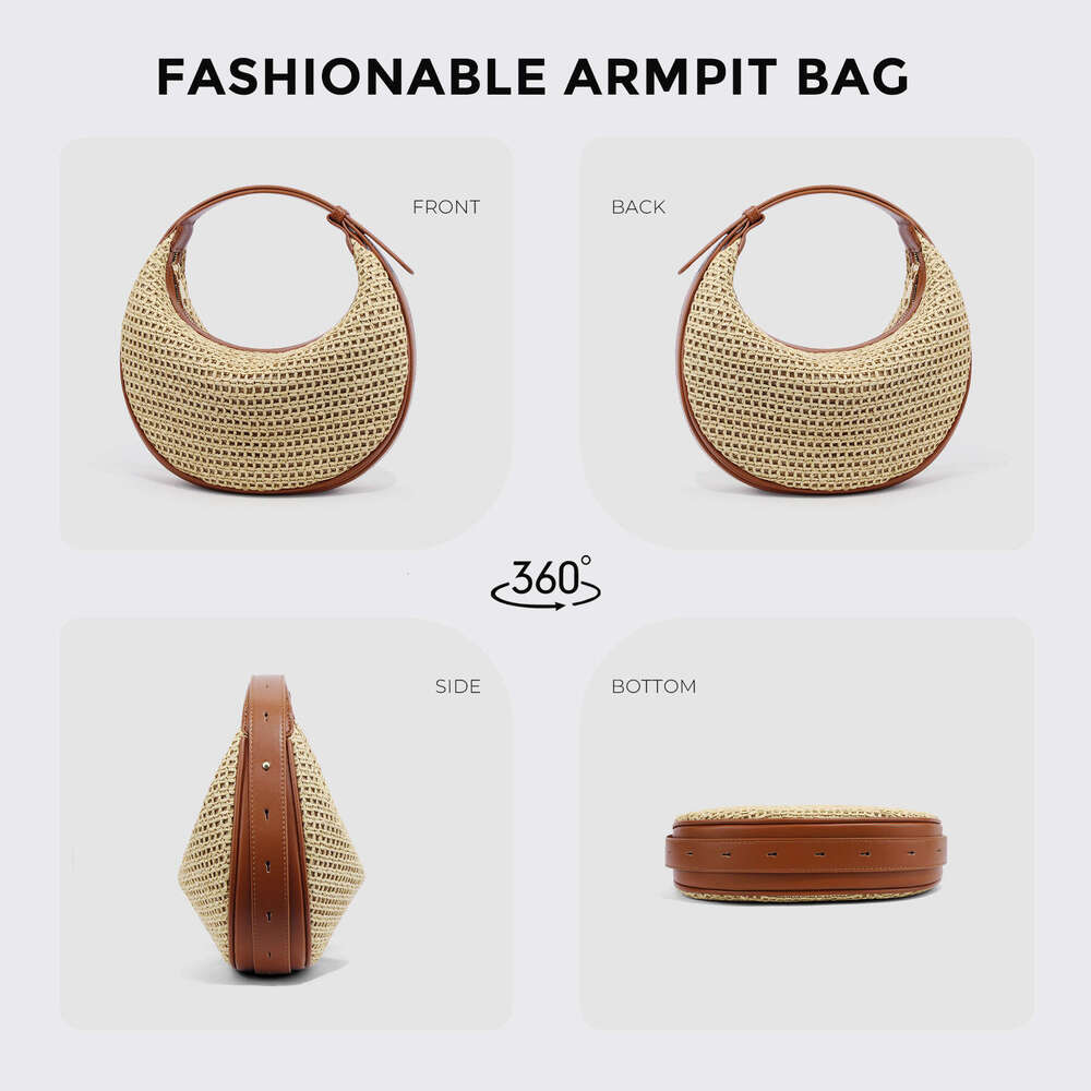 Summer New Style Woven Moon Versatile Shoulder Underarm for Women Niche Crossbody Bag Lightweight