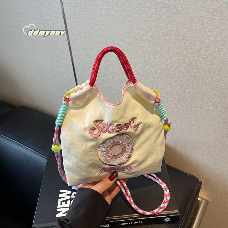 Women's Embroidered Bag, Trendy Nylon Handbag, Casual Shoulder Crossbody Bag ddmynov