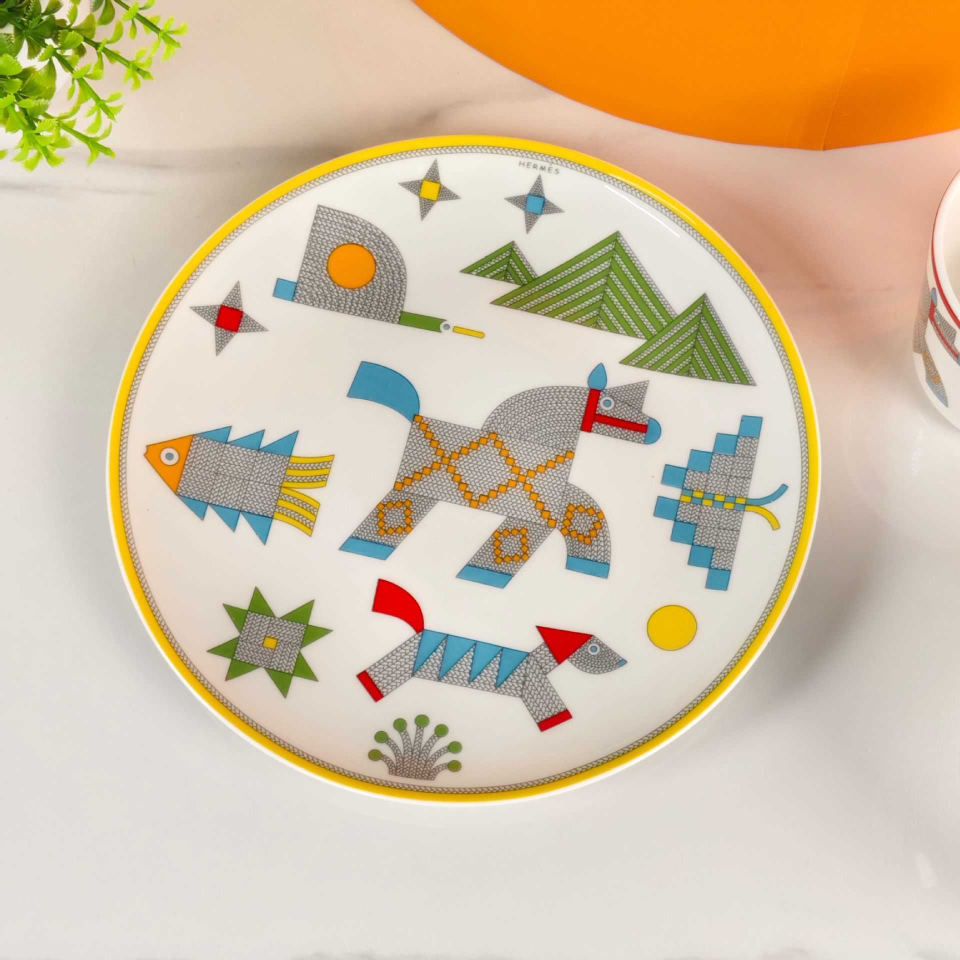 New H Brand Childrens Tableware Set Bowls Household Dining Cups Mugs Bone China Cereal Deep Plates S2566 12545