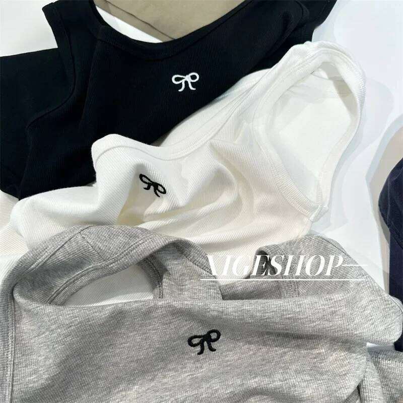 Women's Embroidered Vest Sweet Spicy Slimming Screw Thread Strapless Top Knitted Summer Cotton Outerwear From China