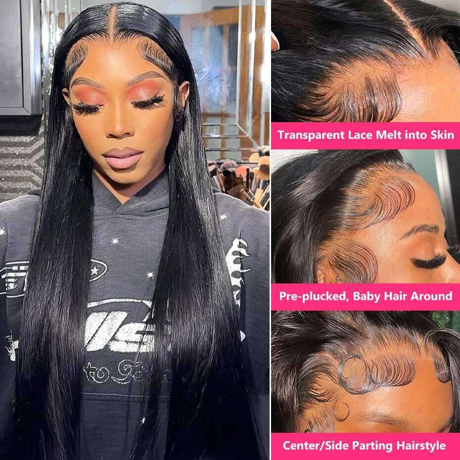 Gabrielle Straight with Brazilian Human Weave Bundles With Frontal Closure 13x4 Transparent Lace Remy Hair