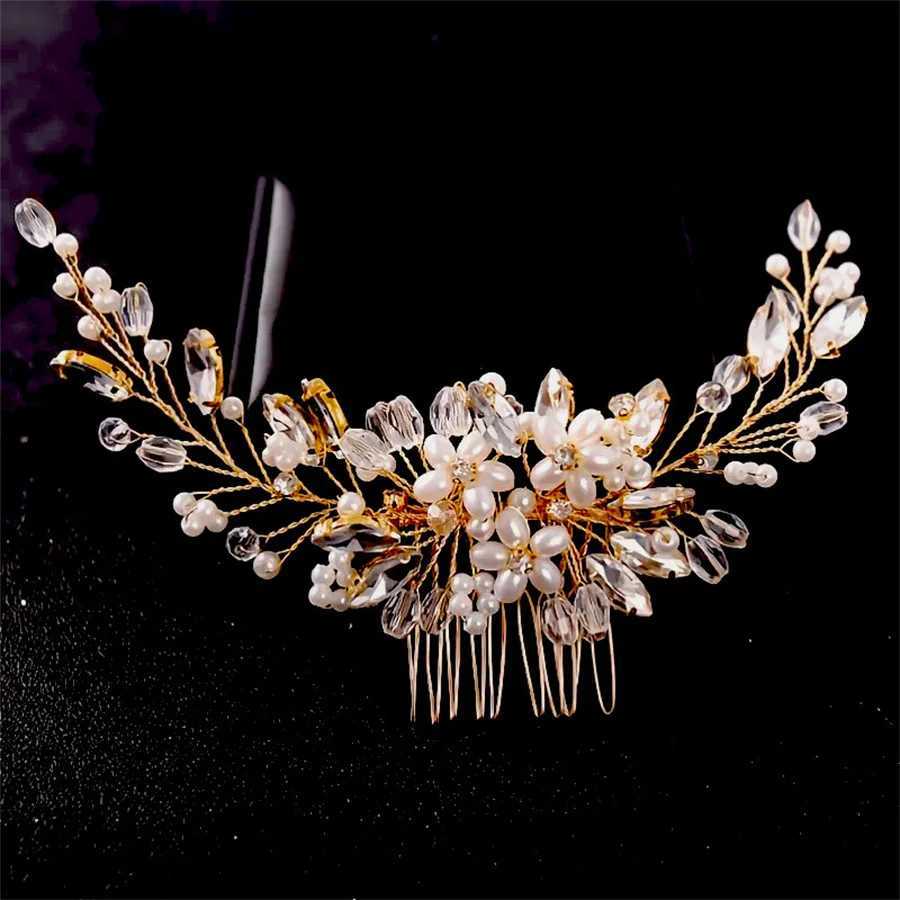 New Silver Alloy Hair Comb Handmade Pearls Rhinestones Fashion Metal Headpiece Elegant Hair Jewelry Accessory For Women Z250605
