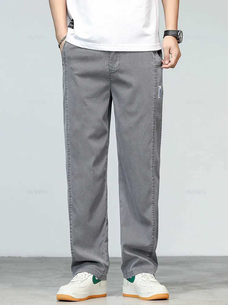 Summer UltraTHin Soft Lyocell Fabric Mens Jeans Loose Straight Denim Pants Design Casual Trousers Plus Size M-5XL Z250605