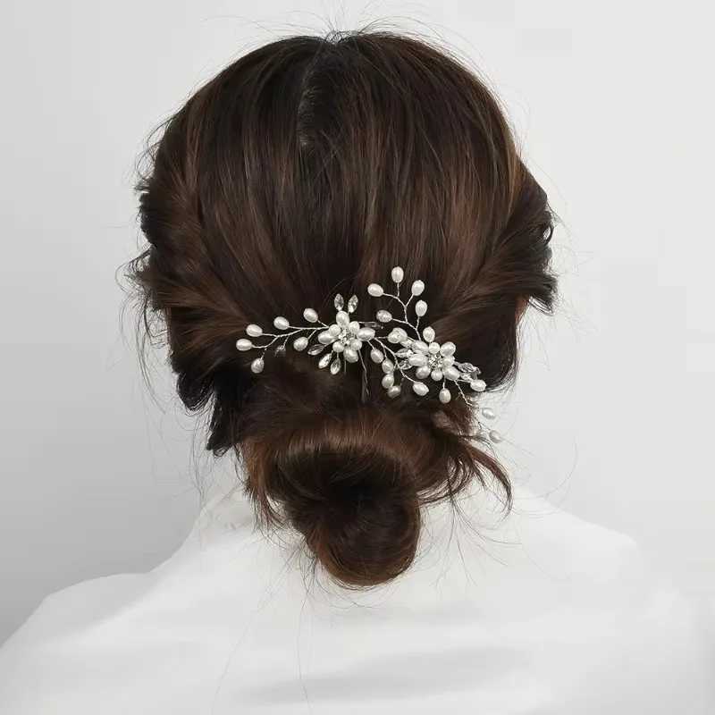 Elegant Pearl Crystal Hairpin Wedding Bridal U-shaped Metal Hair Comb Forks Hairstyle Clips Jewelry Accessories Design Tools Z250605